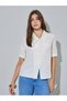 White Solid Short Sleeves Button-Up Casual Shirt - 3