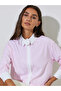 Pink Striped Contrast Trims Long Sleeves Oversized Shirt