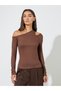 Brown Cut Out Detail Long Sleeve T-Shirt - 3