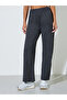 Charcoal Solid Elasticated Waist Straight Leg Joggers