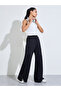 Black Solid Wide Leg Side Slit Activewear Pants - 2