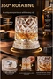 2 Pieces 360 °   Glass Cup with Rotating Metal Bearing |   Crystal Patterned Premium Cocktail and Beverage Glass 270ml - 5