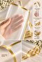 Gold Edged Transparent Flower Bouquet Packaging 57X57 cm Set of 4 Flower Packaging Materials - 4