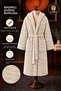 Unisex Rashell Jacquard Hooded Bathrobe – Soft Plush Textured Belted Robe with Pockets for Women and Men, Bath and Home Robe