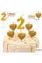 Gold Cake Candle Set with 1-9 Number Options – 5 Heart Candles + 1 Number Candle - 2