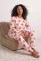 Pink Teddy Bear Patterned Crew Neck Knitted Large Size Pajama Set Tbbaw25Ai00011 - 3