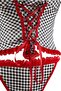 Black Gingham Lace and Ribbon/Tie Detail Satin Coverless Lingerie Set Thmaw27Cc00029 - 6