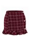 Bordo Tüvit Ekose/Kareli Mini Dokuma Büyük Beden Etek TBBAW26AZ00039 - 5