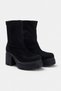 Black Suede Stretch 8 cm Women's Block Heeled Boots Takaw27Bo00010