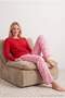 Kırmızı-Pembe Fitilli Eğlence Desenli Hırkalı Örme Pijama Takımı THMAW27PT00123 - 2