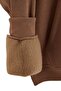 Light Brown Oversize/Wide Cut Minimal Text Printed Fleece Inside Sweatshirt Tmnaw25Sw00016 - 6