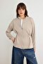Taş Soft/Yumuşak Dokunuşlu Relaxed Fermuarlı Beli Lastikli Örme Hırka/Sweatshirt TWOAW27SW00057