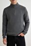 Koyu Gri Casual Regular Fit Couple/Çift Yarım Balıkçı Fermuarlı Yaka Kazak TMNAW22KZ1908 - 5