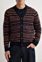 Lacivert Slim Fit Yünlü V Yaka Jakarlı Triko Hırka TMNAW20HI0029 - 3