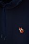Navy Blue Hooded Oversize/Wide Cut Fox Embroidered Sweatshirt Tmnaw27Sw00032 - 12