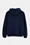 Navy Blue Hooded Oversize/Wide Cut Fox Embroidered Sweatshirt Tmnaw27Sw00032 - 11