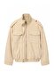 Beige Oversize Fit Stand Collar Suede Bomber Coat Twoaw27Mo00015 - 10