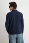 Navy Blue Regular/Normal Cut Textured Snap Button Polo Collar T-Shirt Tmnaw27Po00001 - 4