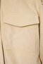 Beige Oversize Fit Stand Collar Suede Bomber Coat Twoaw27Mo00015 - 8