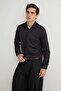 Siyah Slim Fit Kolay Ütülenebilir Smart Erkek Gömlek TMNAW24GO00096 - 2