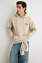 Taş Oversize/Geniş Kesim Nakışlı İçi Polarlı Kapüşonlu Sweatshirt TMNAW25SW00016 - 2