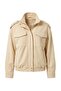 Beige Oversize Fit Stand Collar Suede Bomber Coat Twoaw27Mo00015 - 6