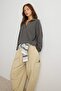 More Sustainable Antrasit Soft/Yumuşak Dokunuşlu Polo Yaka Örme Sweatshirt TWOAW27SW00127 - 2