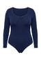 Lacivert Kare Yaka Dantel Detaylı Örme Çıt Çıtlı Body TBBAW27CS00028