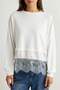 Ekru Soft/Yumuşak Dokunuşlu Dantel Detaylı Reglan Kol Relaxed Kalıp Örme Sweatshirt TWOAW27SW00054 - 3