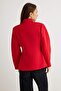 Kırmızı Süs Düğmeli Fitted/Vücuda Oturan Dokuma Blazer Ceket TWOAW27BC00054 - 4