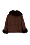 Brown Regular Fit Fur Collared Suede Coat Twoaw27Mo00063 - 7