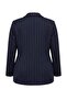 Navy Blue Oversize Striped Double Breasted Closure Plus Size Jacket Tbbaw27Ag00016 - 3