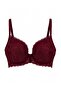 Bordo Balenli Sabit Kaplı Dolgusuz Dilim Dantel Detaylı T-Shirt Bra Sütyen - 6