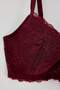 Bordo Balenli Sabit Kaplı Dolgusuz Dilim Dantel Detaylı T-Shirt Bra Sütyen - 7
