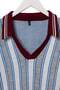Burgundy Polo Collar Striped Color Block Oversize Knitwear Sweater Twoaw27Kz00274 - 10