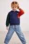 Navy Blue Boys' Printed Knitted Sweatshirt Tkdaw27Sw00029