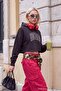 Anthracite Thick Slogan Printed Snap Button Hooded Low Sleeve Crop Knitted Sweatshirt Twoaw27Sw00030