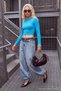 Turkuaz Fitted Uzun Kol Viskonlu Esnek Crop Örme T-Shirt TWOAW27TS00040 Örme T-Shirt TWOAW27TS00040 - 2