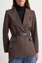 Brown Belted Striped Comfortable Fit Blazer Jacket Twoaw27Bc00061 - 3
