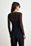 Black Knitted Collar Detailed Bodysuit Tpraw27Bd00024 - 5