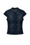 Koyu Mavi Düğme Detaylı Denim Bluz TWOAW27BZ00311 - 5