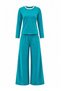 Blue-Green Striped Double Collar Detailed Knitted Pajama Set Thmaw27Pt00207 - 6