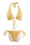 Yellow Floral Patterned Triangle Covered Normal Waist Regular Bikini Set Tbess26Bt00125 - 8