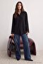 Black Cuffed Lace Draped Oversize Shirt Tctaw27Tg00019 - 2