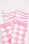 Pink 2-Piece Cotton Blend Printed Jacquard Knitted Socks Thmaw27Co00006 - 2