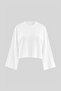 Ekru Dik Yaka Oversize Kalıp Pamuklu Örme T-Shirt TWOAW27TS00106 - 6