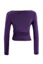 Mor Düz Fitted/Vücuda Oturan Büzgü/Drape Detaylı Esnek Örme Bluz TWOAW25BZ00225 - 7