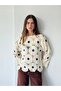 Mabel Floral Motif Openwork Crochet Sweater Women's Cream - Blue - 2