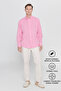 Men's Fuchsia Linen Comfort Fit Relaxed Fit Buttoned Lapel Casual Shirt - 2