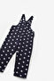 Navy Blue Star Patterned Girls' Salopet with Pocket Detail - Nomi - 7